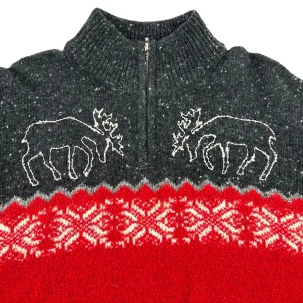 Jones New York Women's Large Holiday Reindeer Snowflakes Sweater Wool Blend‎